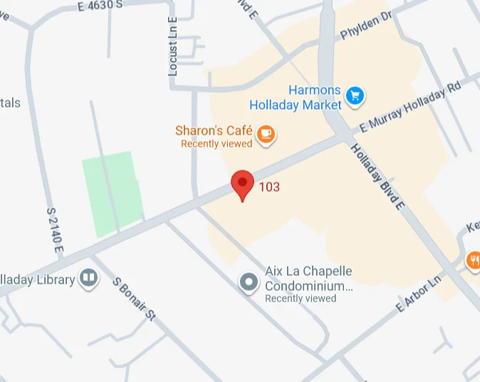 Map showing Optique Eyewear at 2250 E Murray Holladay Rd #103, Holladay, UT 84117